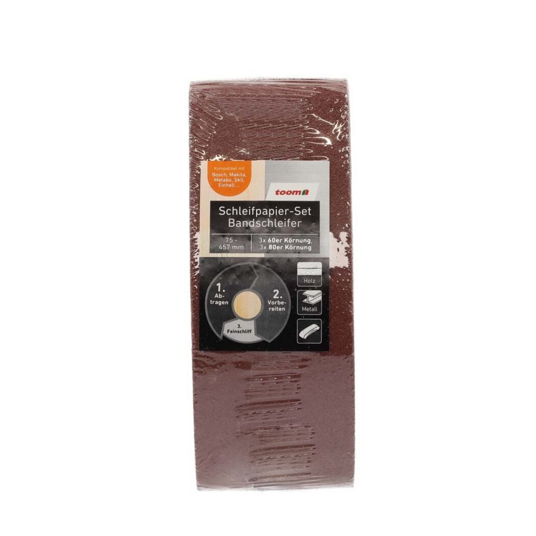 Schleifpapier-Set 75 x 457 mm K60/80 6 Stück