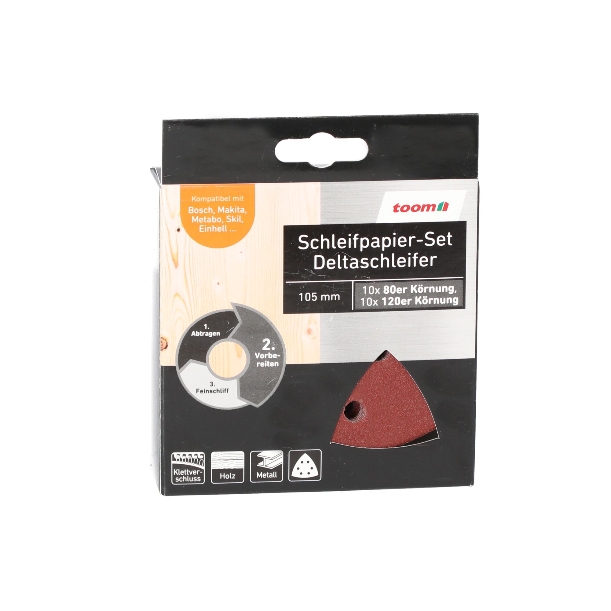 Schleifpapier-Set für Deltaschleifer, 105 mm, 80er und 120er Körnung
