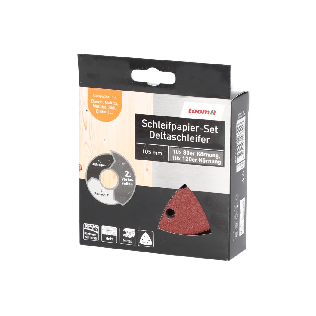 Schleifpapier-Set für Deltaschleifer, 80er und 120er Körnung