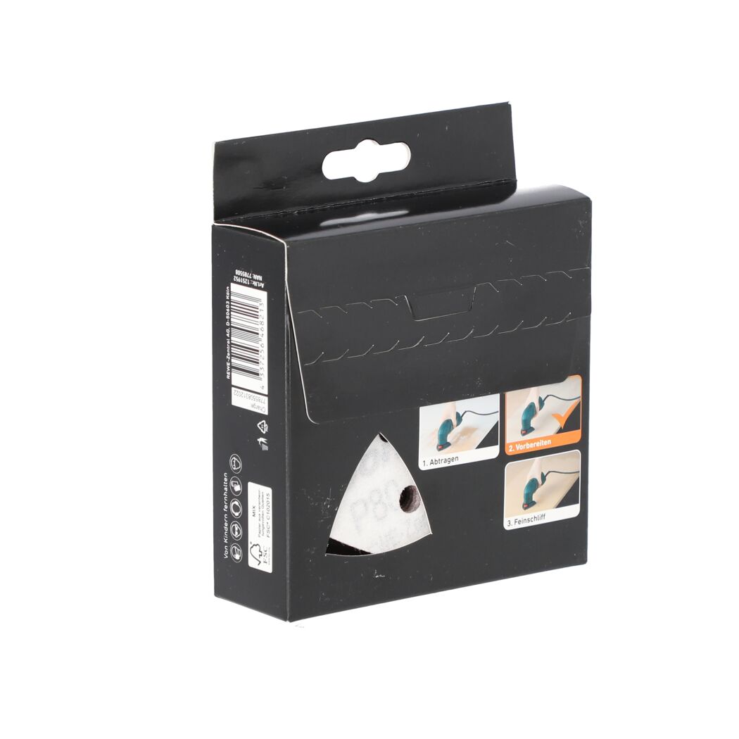 Schleifpapierset in Verkaufsverpackung