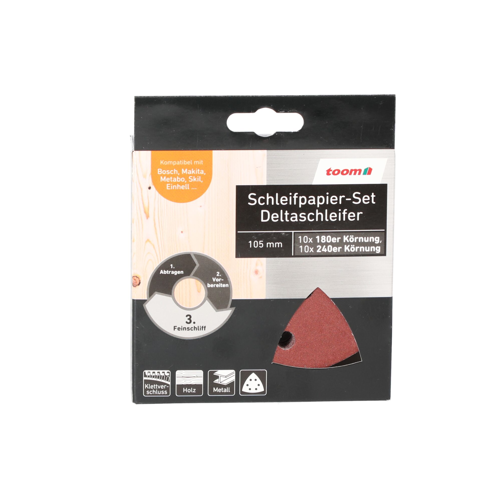 Schleifpapier-Set für Deltaschleifer, 105 mm, 180er/240er Körnung