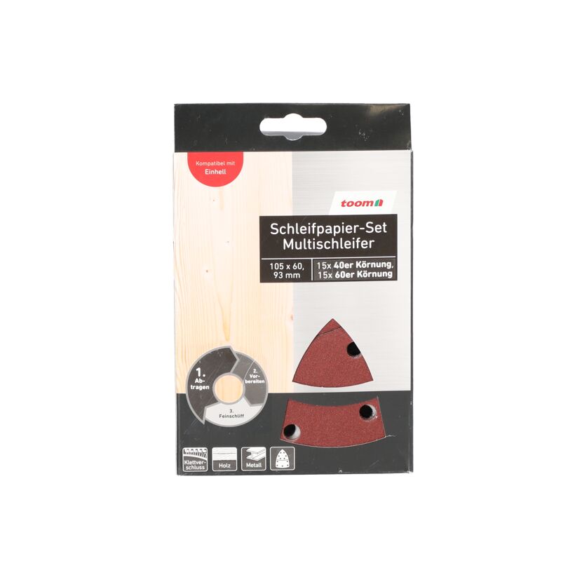 Schleifpapier-Set 105 x 60, 93 mm, K40/60, 30 Stück