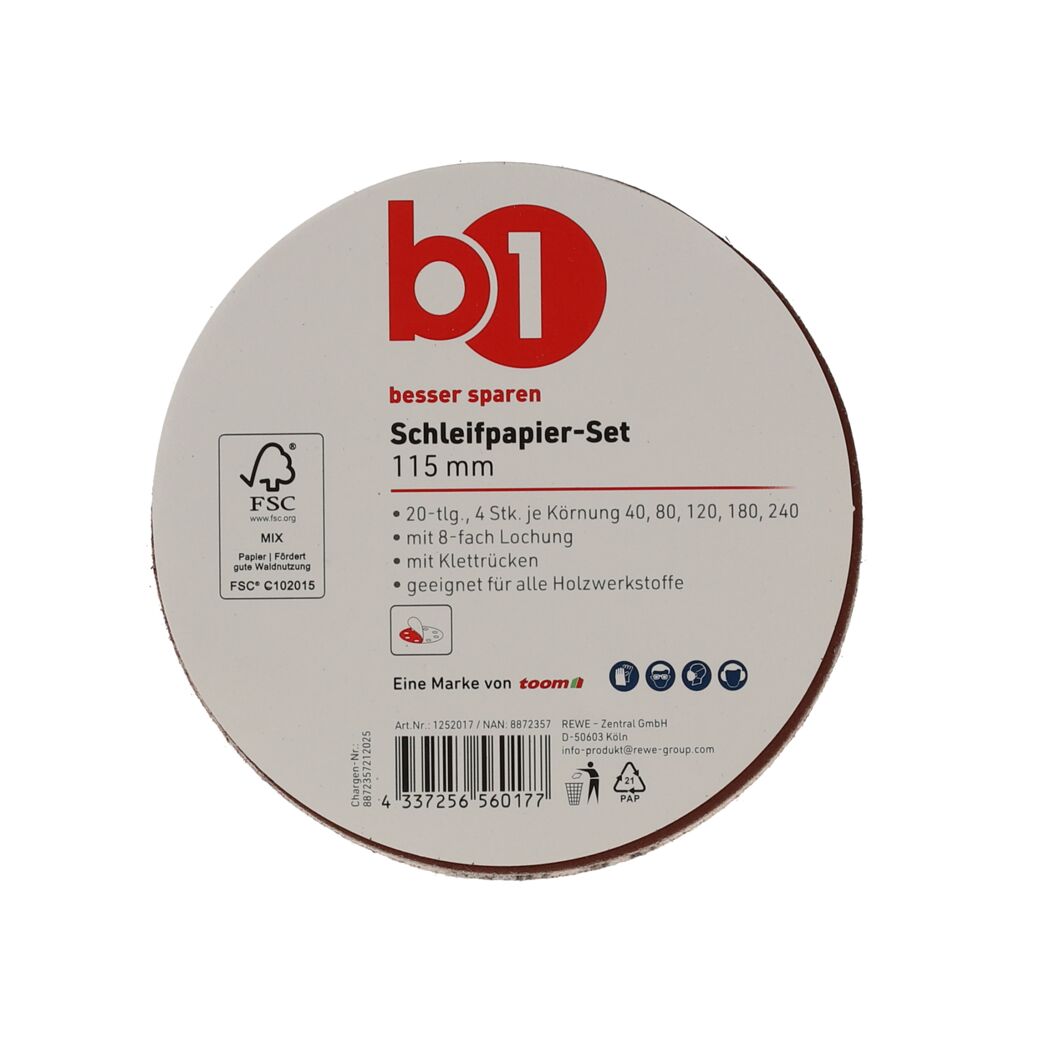 Schleifpapier-Set Ø 115 mm 20-teilig