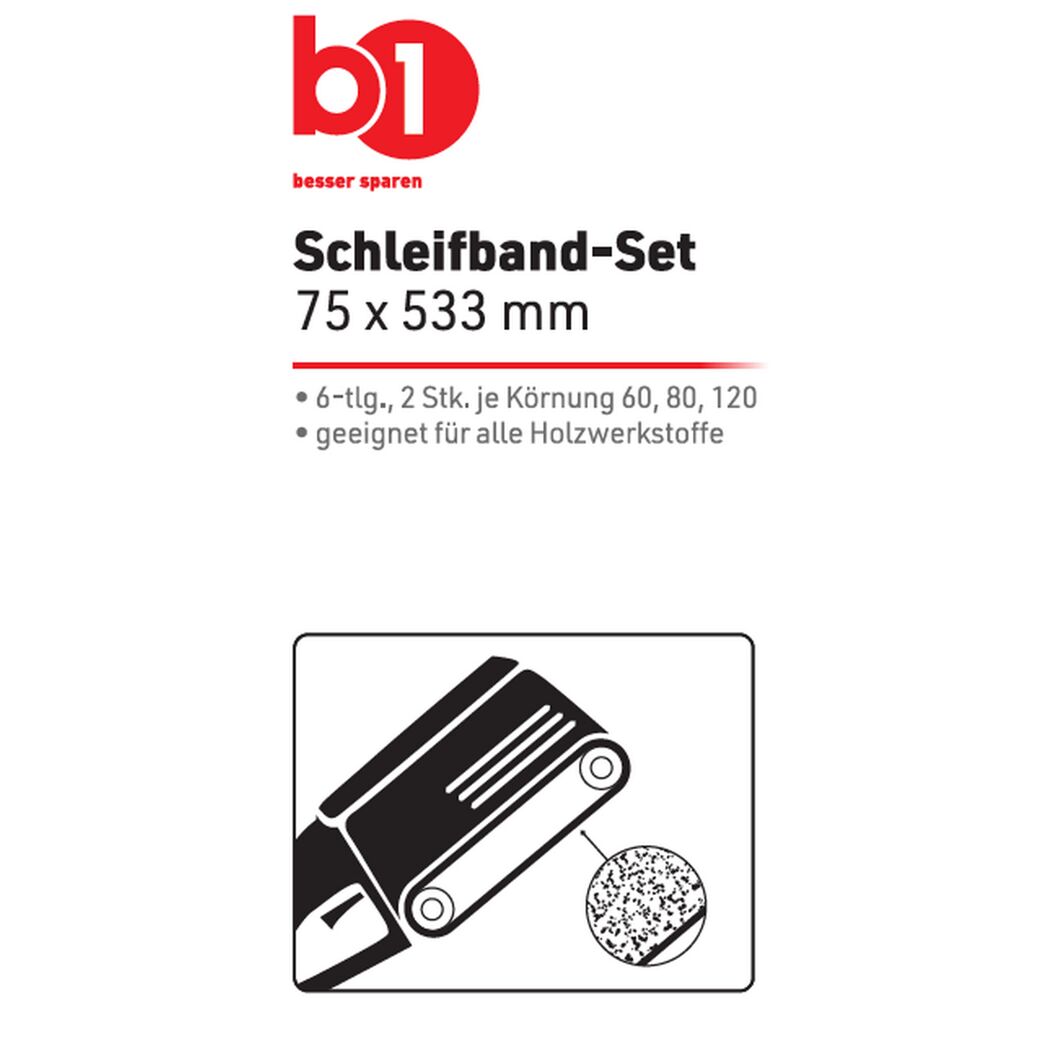 Schleifband-Set 75 x 533 mm 6 Stück