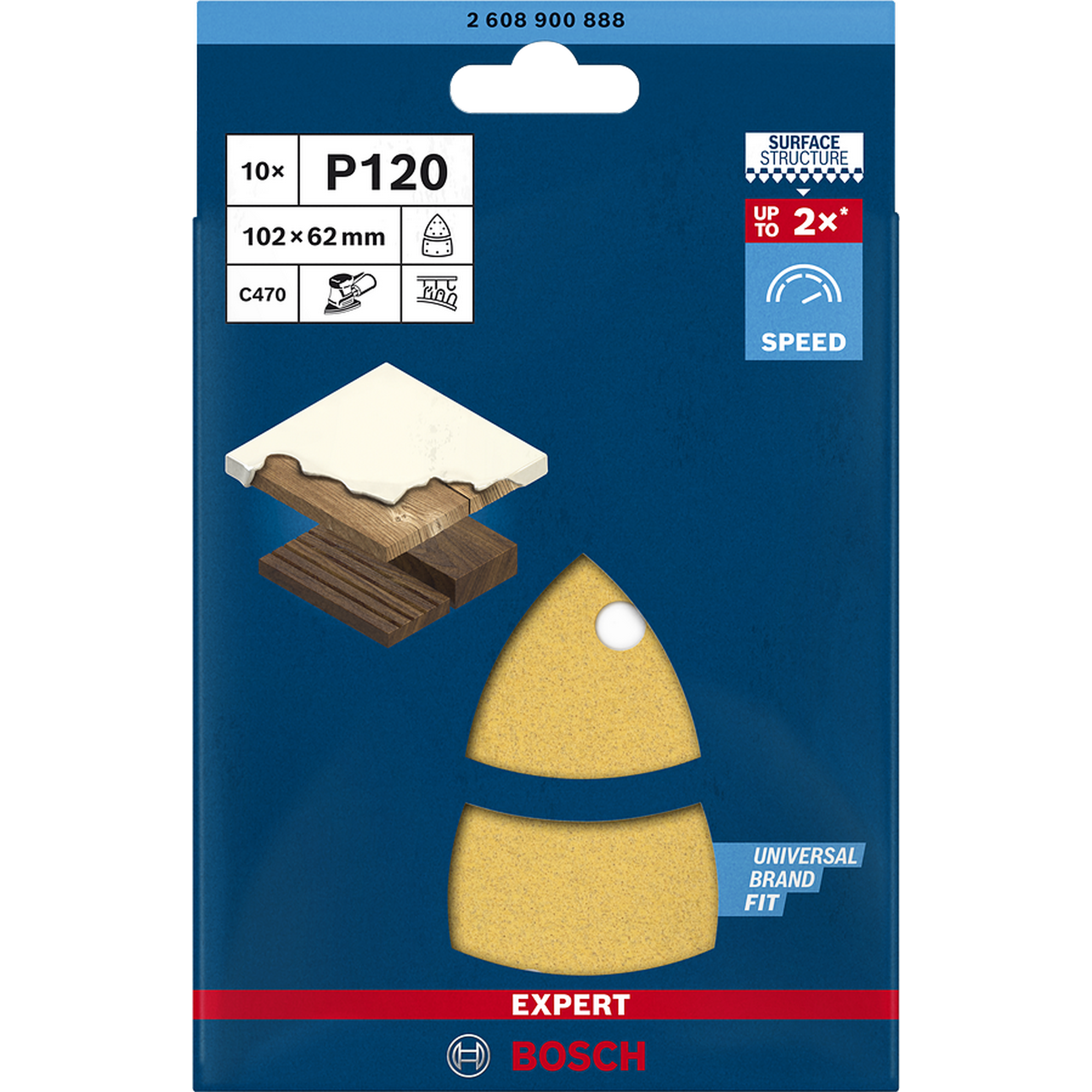 Multi-Schleifpapier 'Expert C470' Klett 11 Löcher 102 x 62 mm G 120, 10-teilig