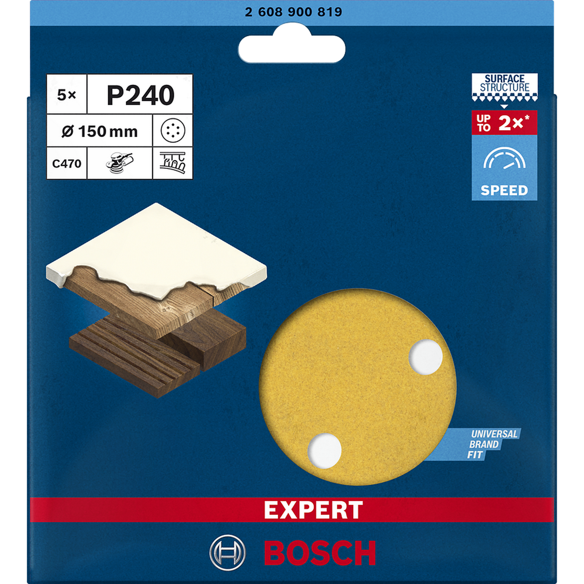 Exzenterschleifblatt 'Expert C470' Klett 6 Löcher Ø 150 mm G 240, 5-teilig