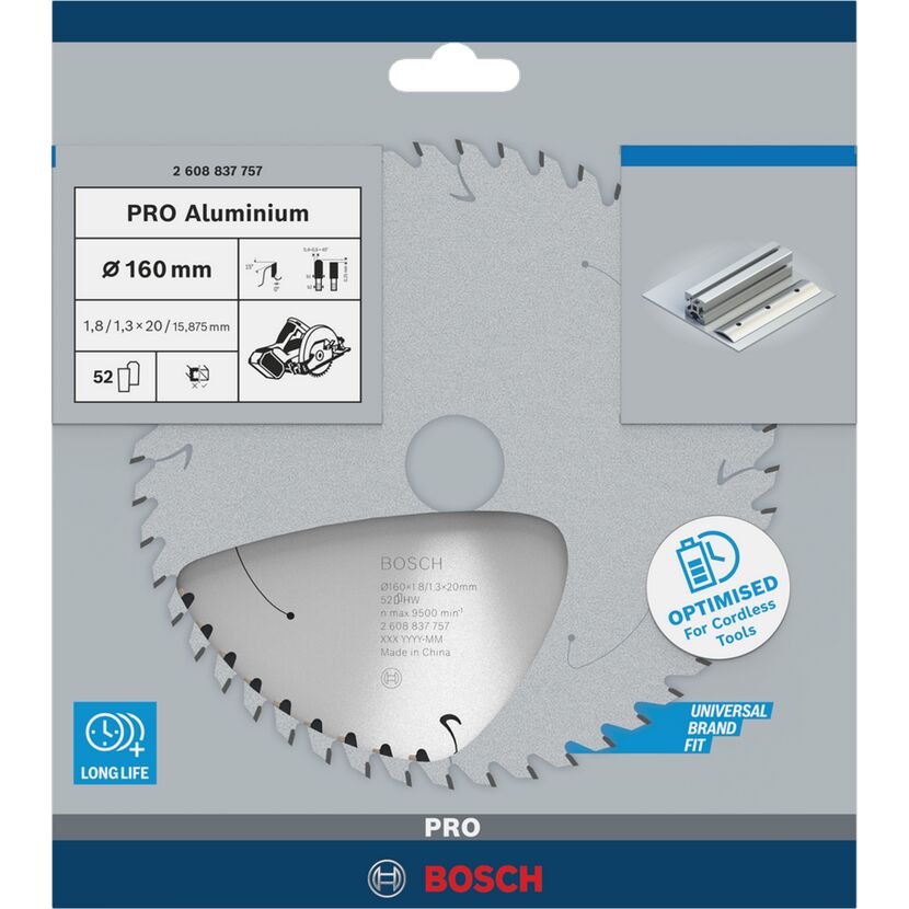 Kreissägeblatt 'Pro Aluminium cordless' Ø 160 x 1,8 x 20 mm, 52 Zähne