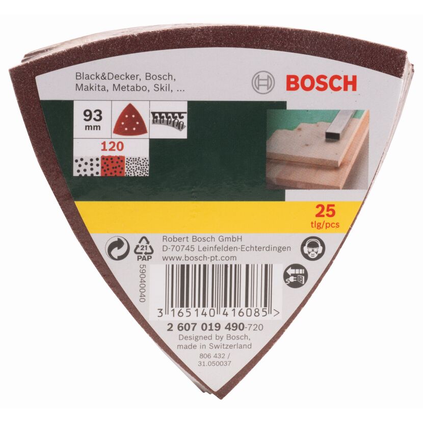 Deltaschleifblatt-Set 93 mm K120 25-teilig
