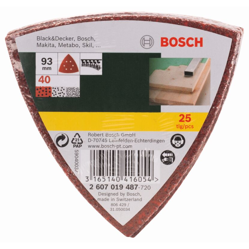 Deltaschleifblatt-Set 93 mm K40 25-teilig