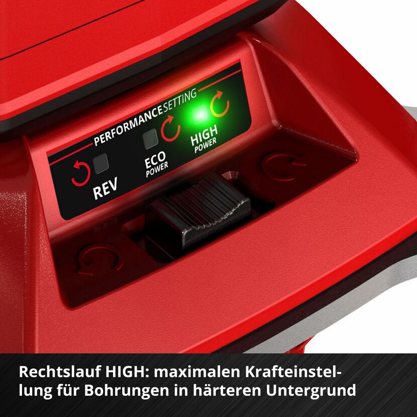 Leistungseinstellung am Akku Erdlochbohrer