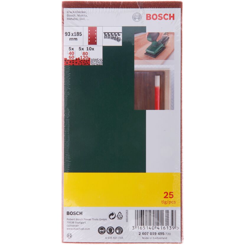 Schwingschleifpapier gelocht 9,3 x 18,5 cm K40-120 25-teilig