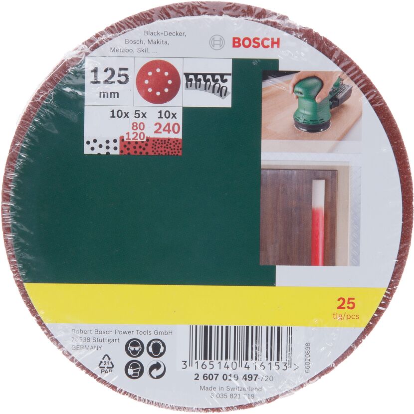 Exzenterschleifblatt-Set gelocht Ø 12,5 cm G80 - 240 25-teilig