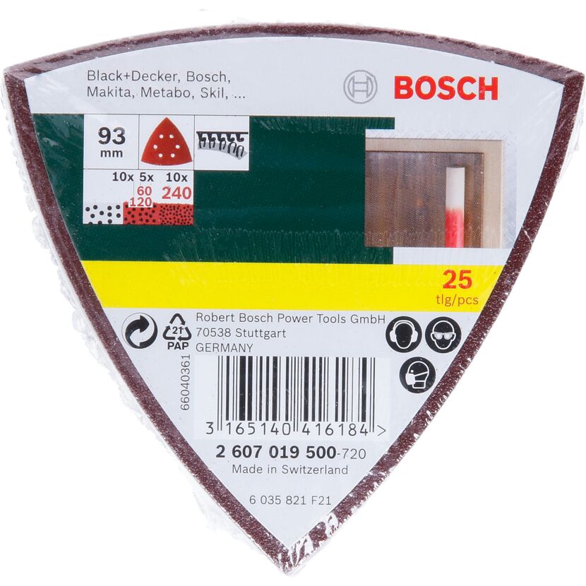 Deltaschleifblatt-Set gelocht 9,3 cm G60 - 240 25-teilig
