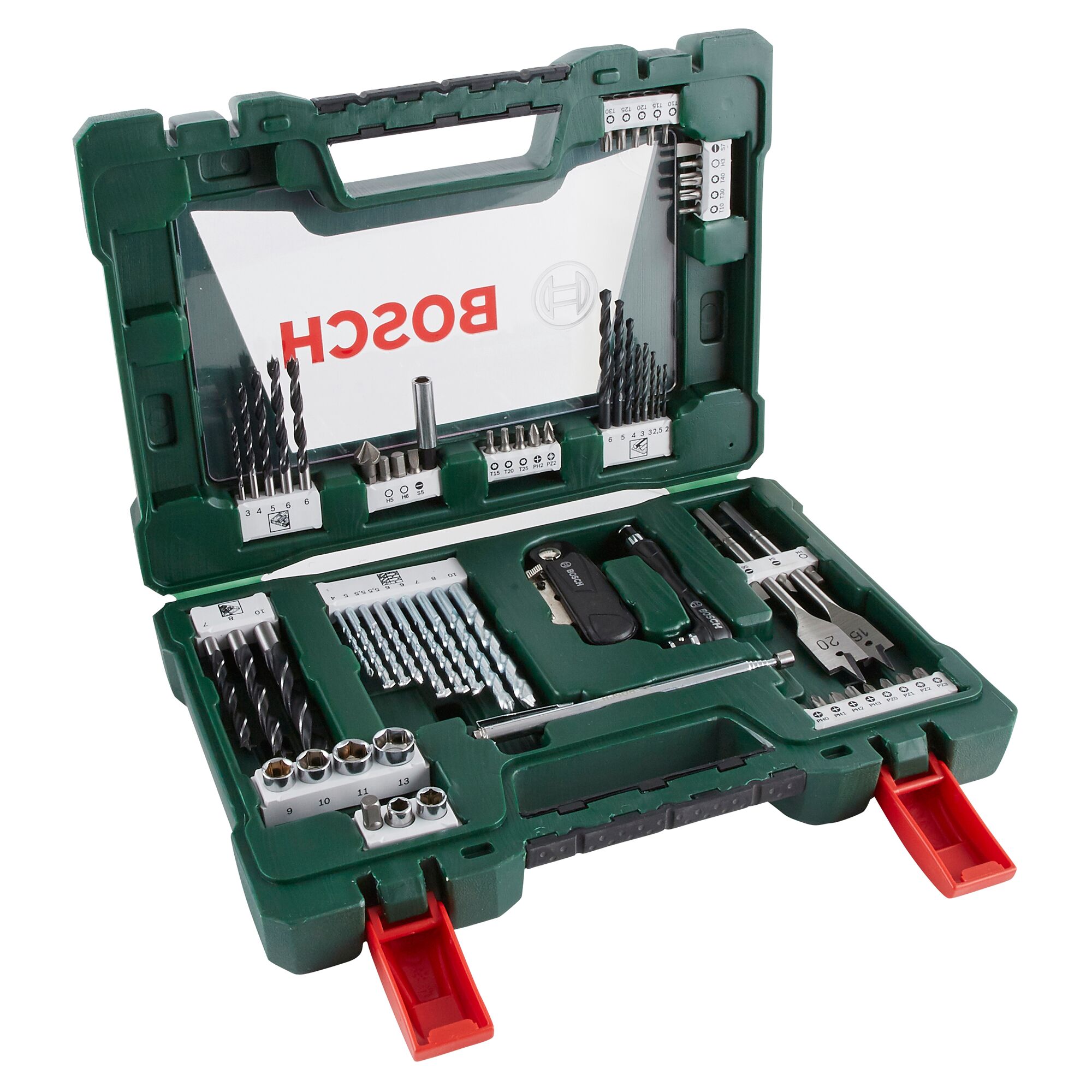 Bosch Bohrer- und Bit-Set 68-teilig im geöffneten Koffer