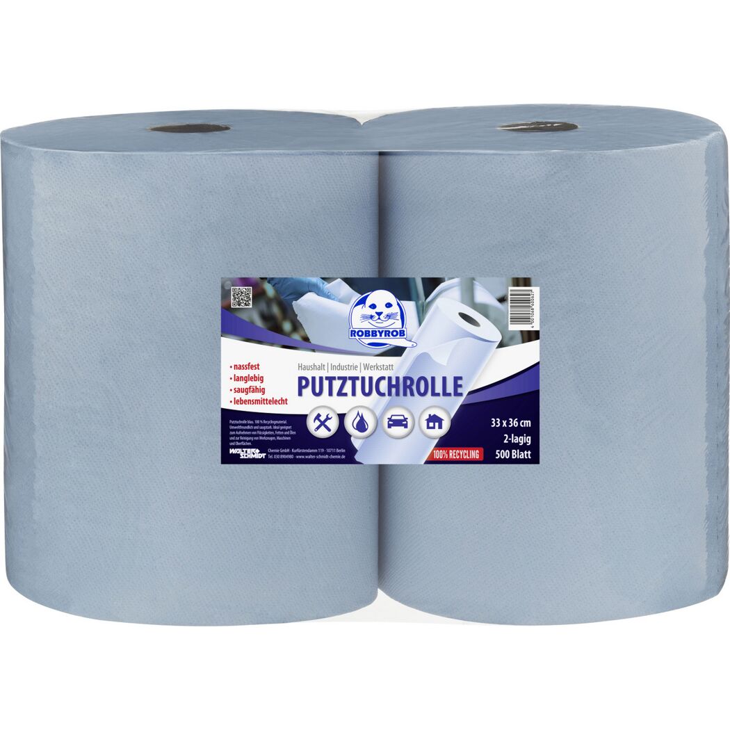 Zwei blaue Putztuchrollen