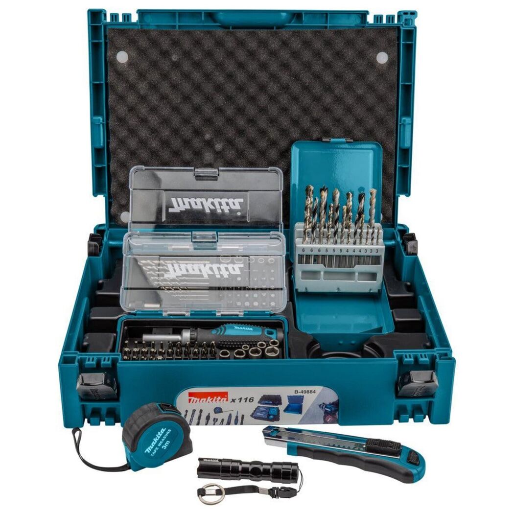Werkzeugkoffer mit Bits, Bohrern, Cutter und Zollstock