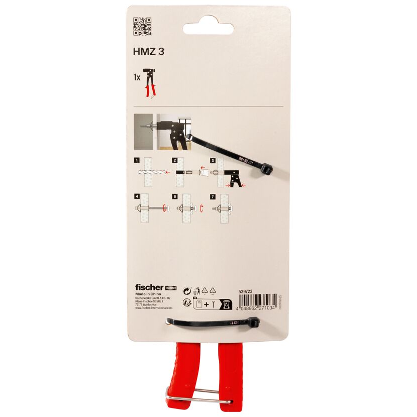 Fischer Zange HMZ 3 mit Anleitung auf der Verpackung