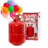 Ballongasflasche mit Ballons und Verpackung