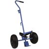 Blauer Gasflaschen-Trolley mit zwei Rädern und Haltegurten.