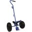 Blauer Gasflaschen-Trolley mit zwei Rädern und Haltegurten.