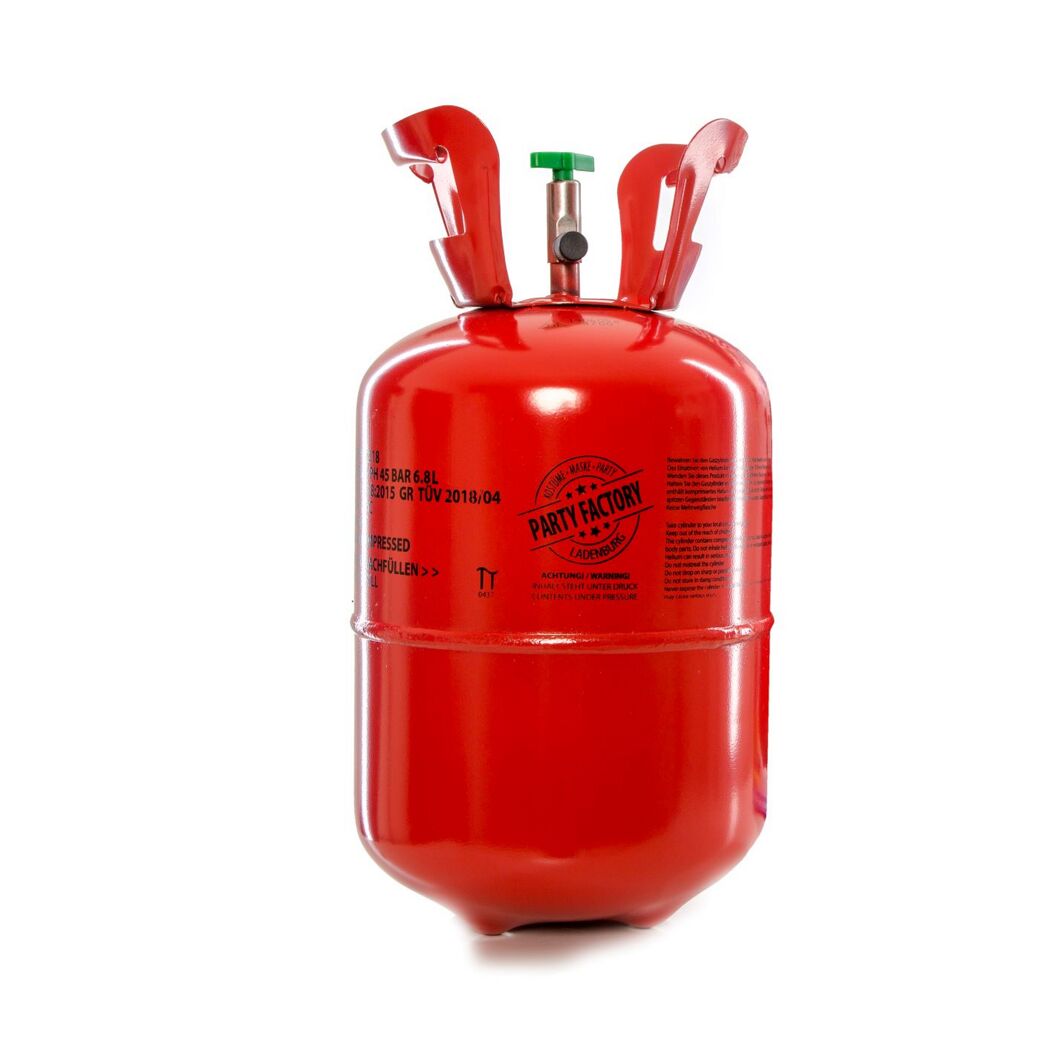 Rote Heliumflasche mit Tragegriff