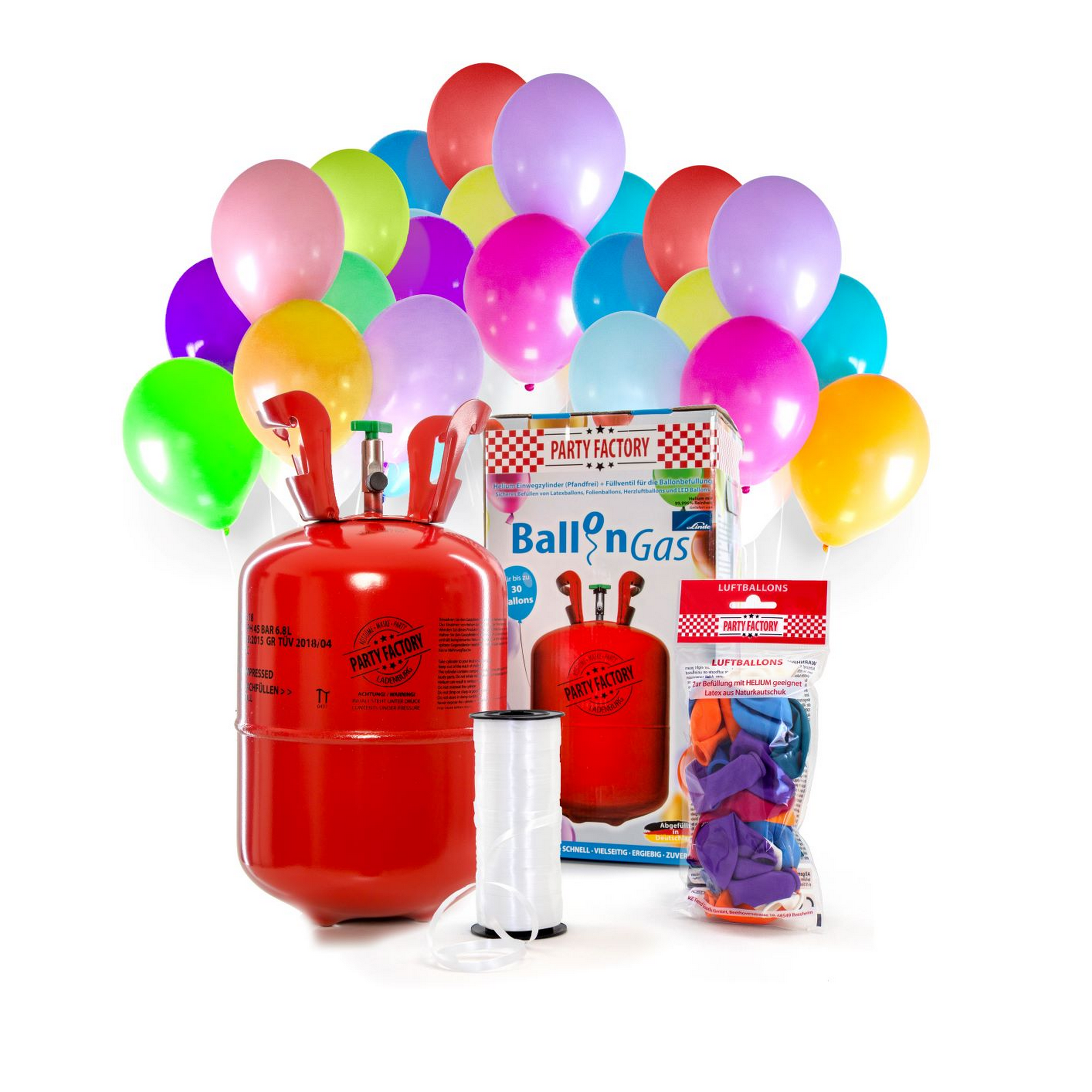 Ballongas-Helium 0,2 m³ inklusive 30 Latexballons + product picture