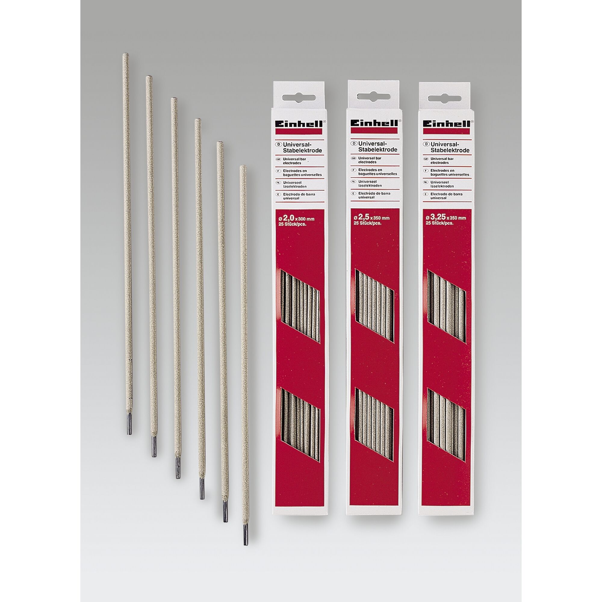 Einhell Universal-Stabelektroden in drei verschiedenen Größen.
