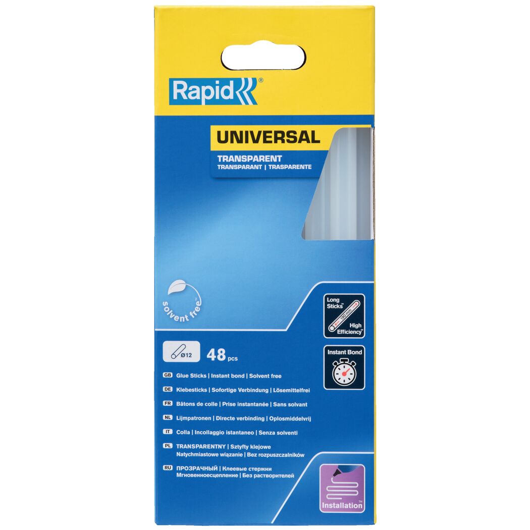 48 transparente Rapid Universal Klebestifte in Verpackung