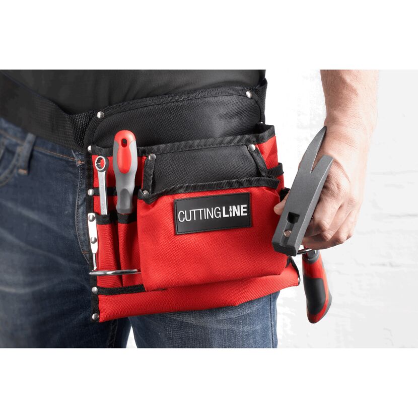 Nagel- und Werkzeugtasche Nylon 8 Taschen rot/schwarz