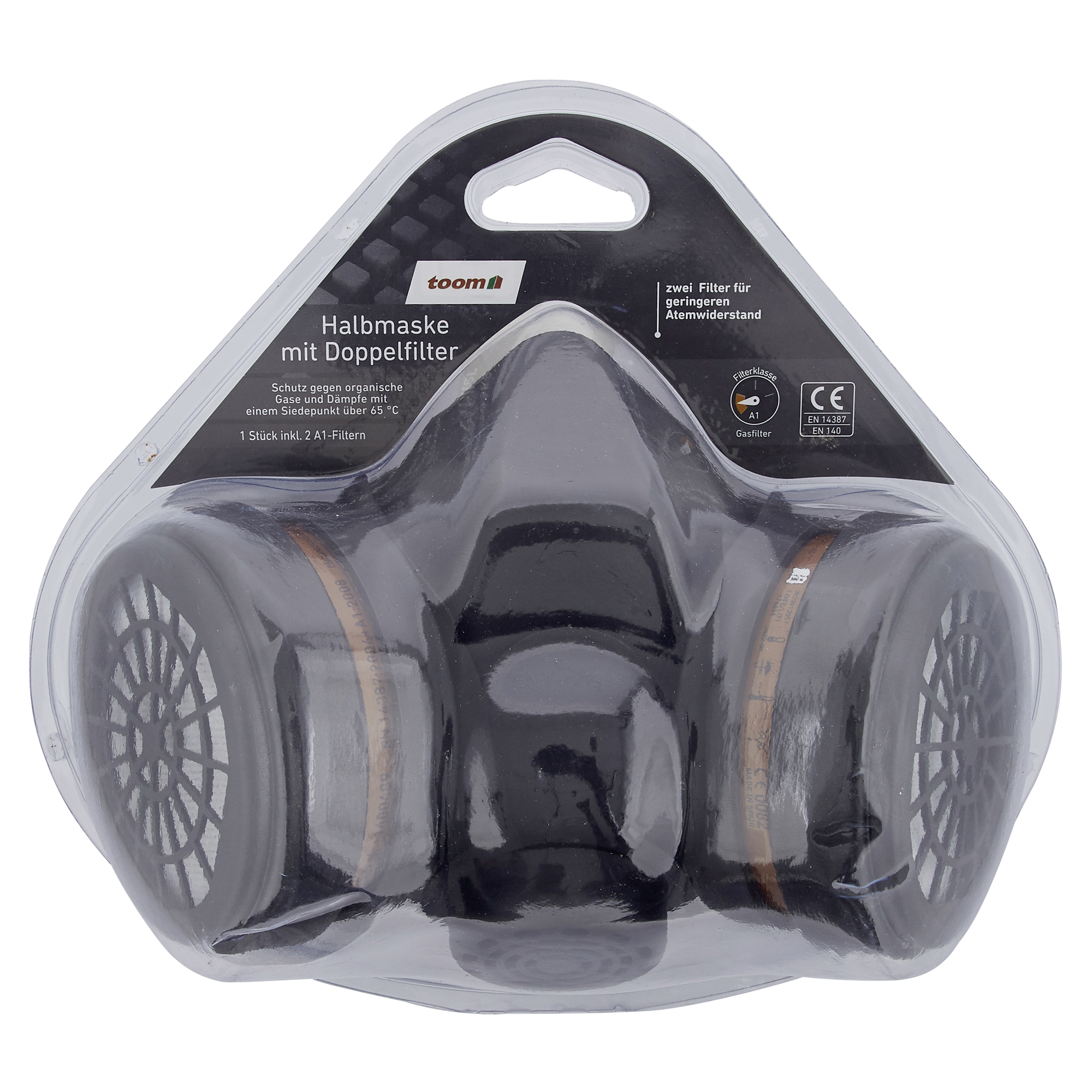 Atemschutzmaske mit Doppel-Gasfilter A1, 1 Stück + product picture