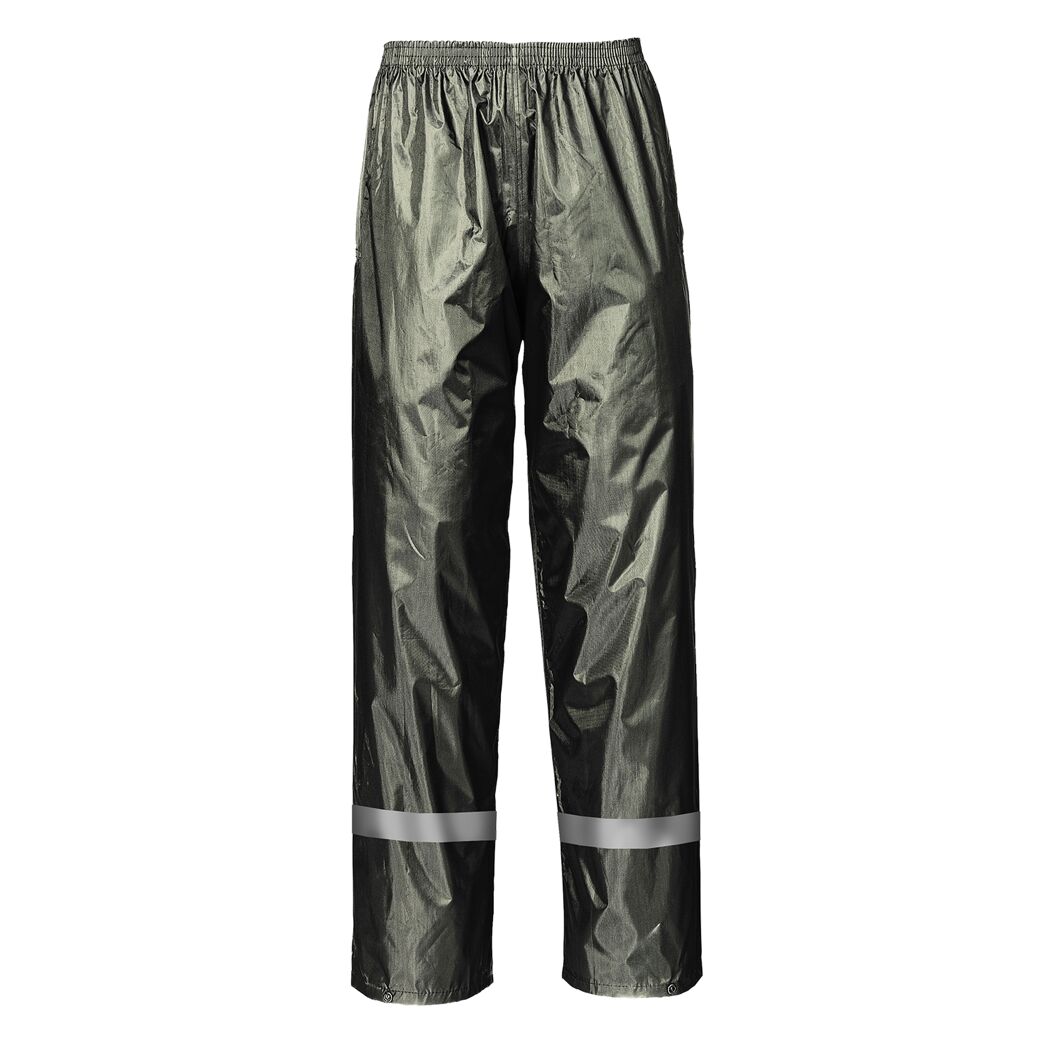 Olivengrüne Regenhose mit Reflektorstreifen