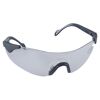 Eine durchsichtige Schutzbrille mit grauen Bügeln.