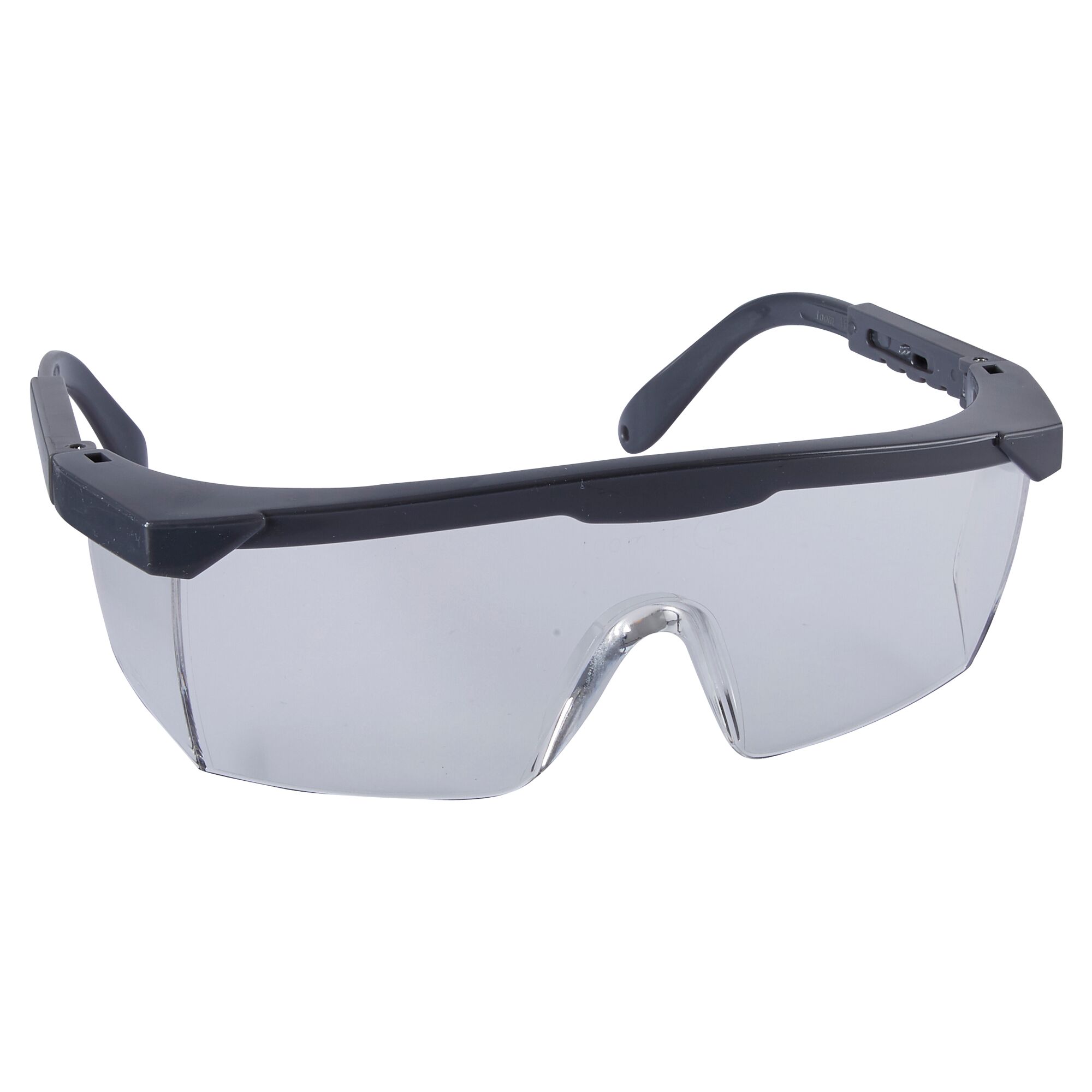 Durchsichtige Schutzbrille mit grauem Gestell