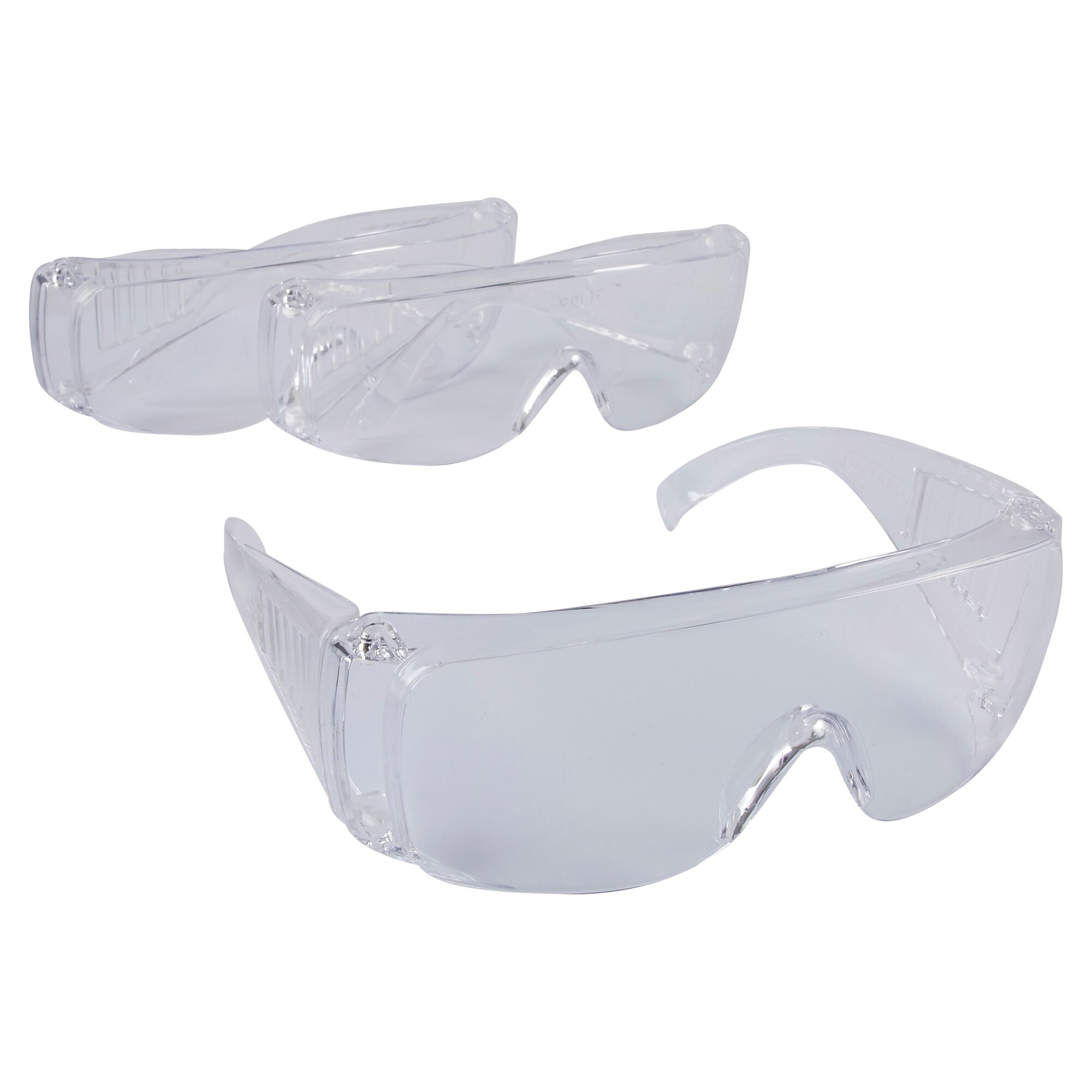 Drei durchsichtige Schutzbrillen