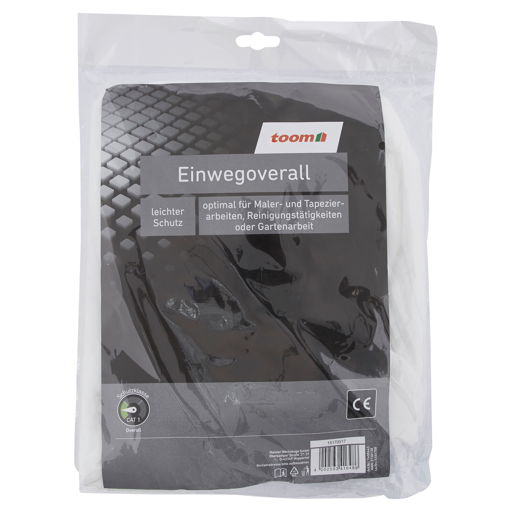 Einweg-Overall von toom in Schutzverpackung