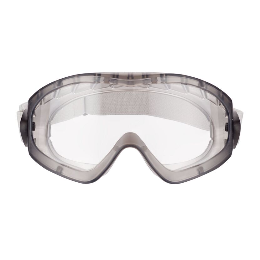 Graue Vollsichtschutzbrille mit Kopfband