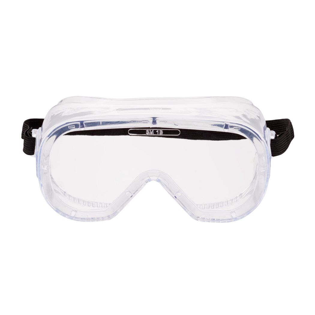 Durchsichtige Vollsichtschutzbrille mit schwarzem Kopfband.