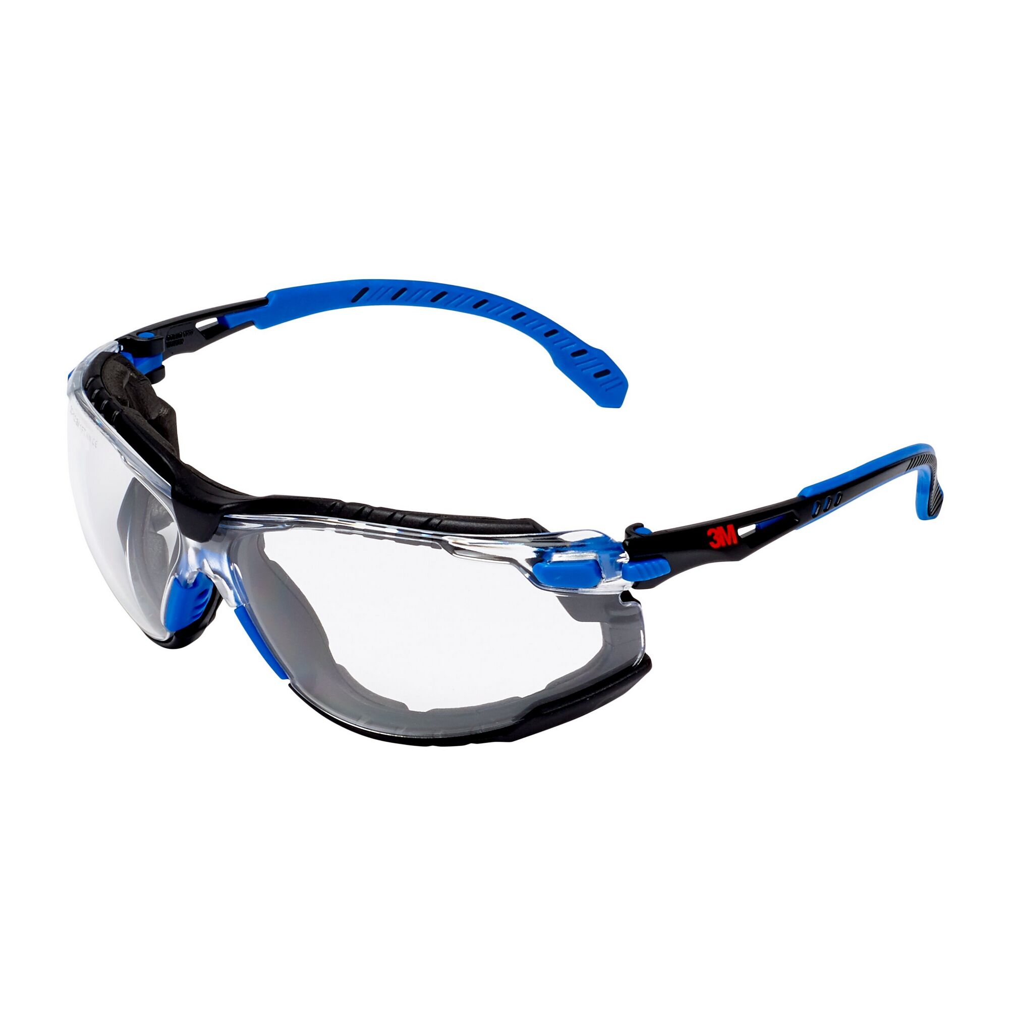 Schutzbrille 3M, schwarz-blau mit klaren Gläsern