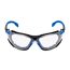 Schutzbrille mit klaren Gläsern und blauen Bügeln