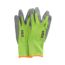 Grüne Gartenhandschuhe der Marke No-Xo auf weißem Hintergrund.