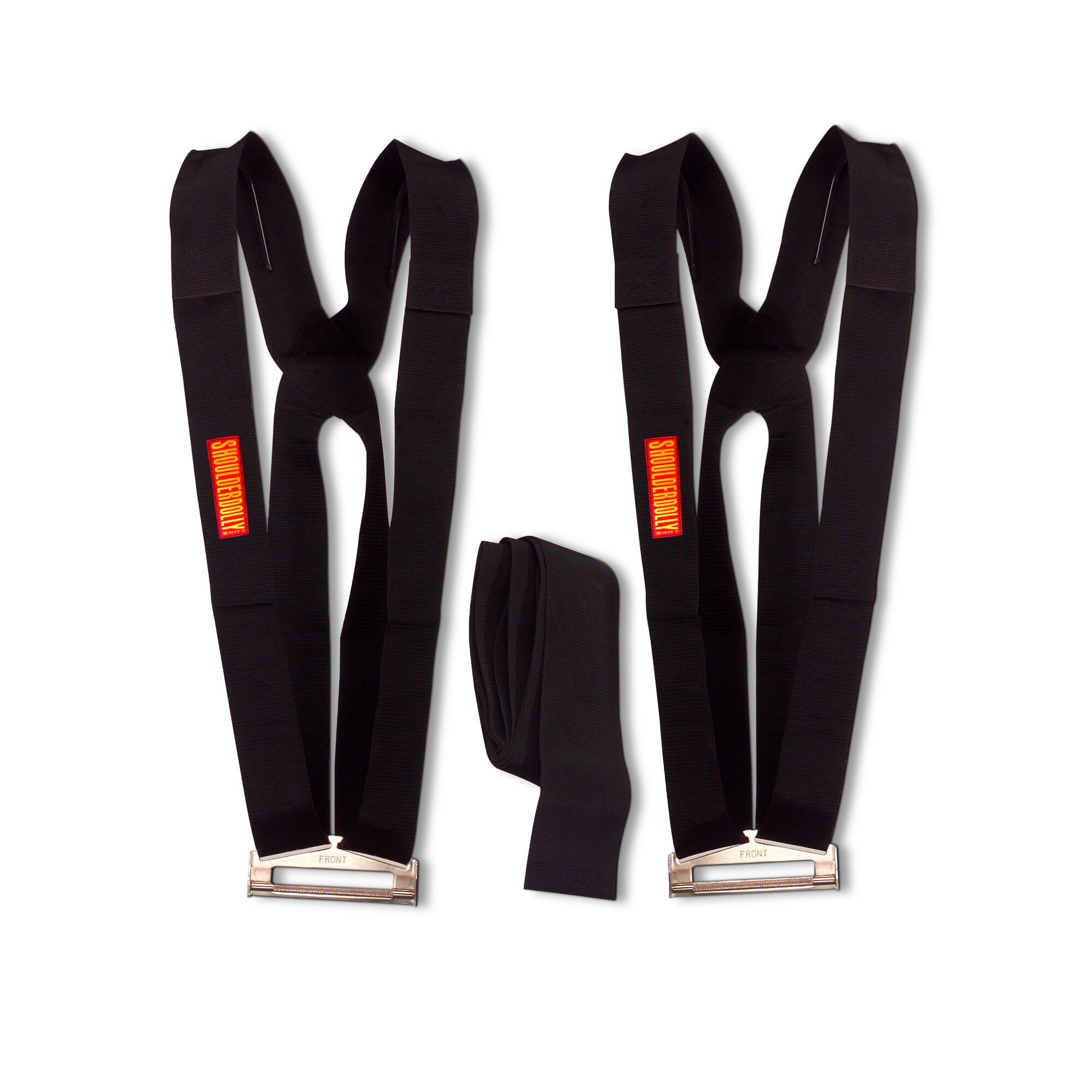 Zwei schwarze Schultergurte mit Schnallen