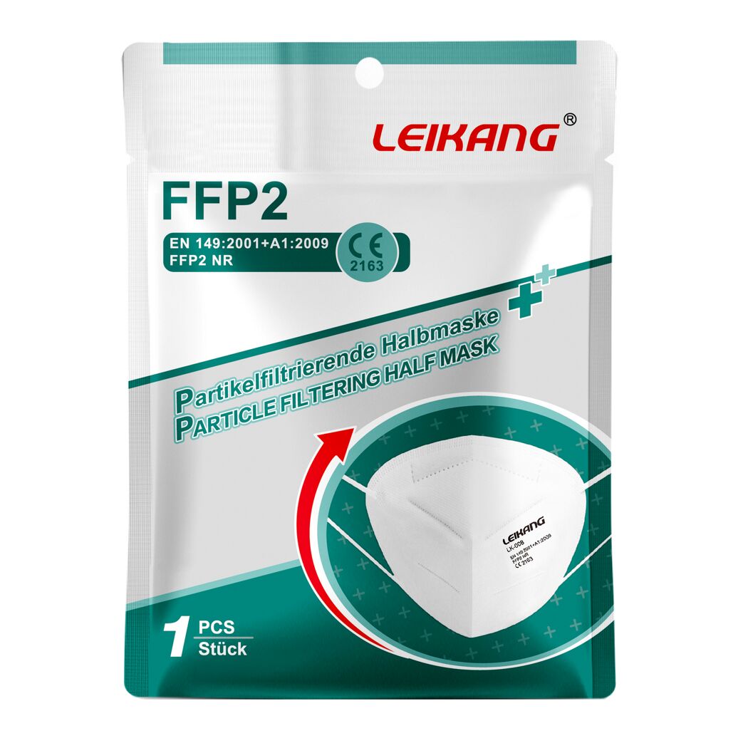 Einzeln verpackte weiße FFP2-Maske von Leikang