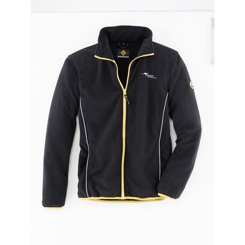 Schwarze Fleecejacke Roads mit gelben Details