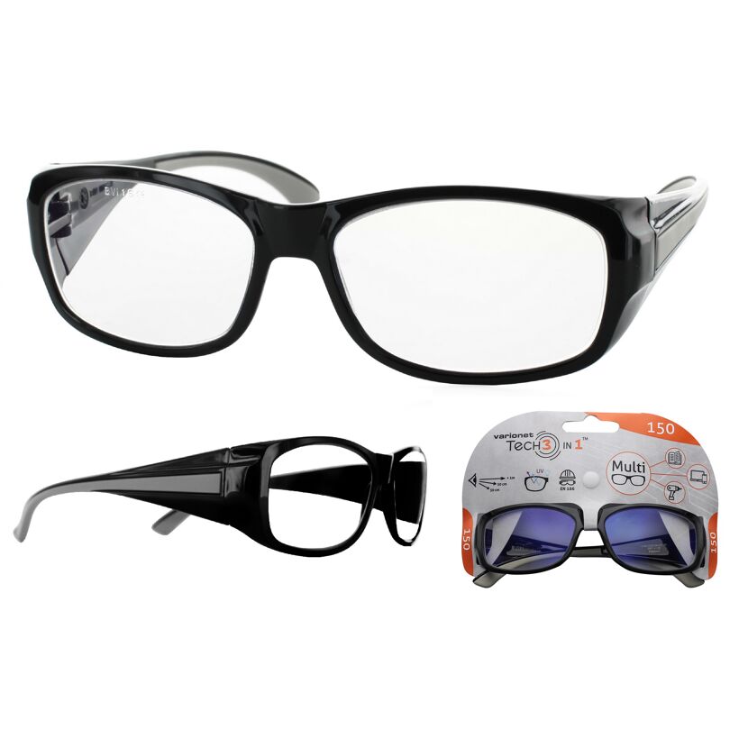 Schwarze 3in1 Schutzbrille, Vario, 150