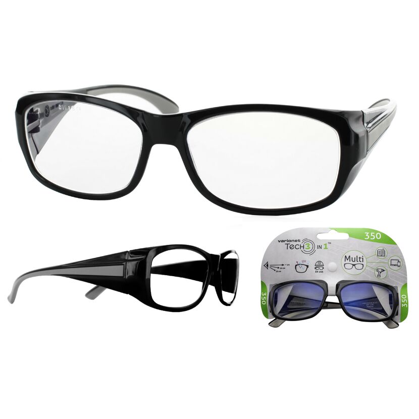 Schwarze 3-in-1 Schutzbrille, Vario, Tech