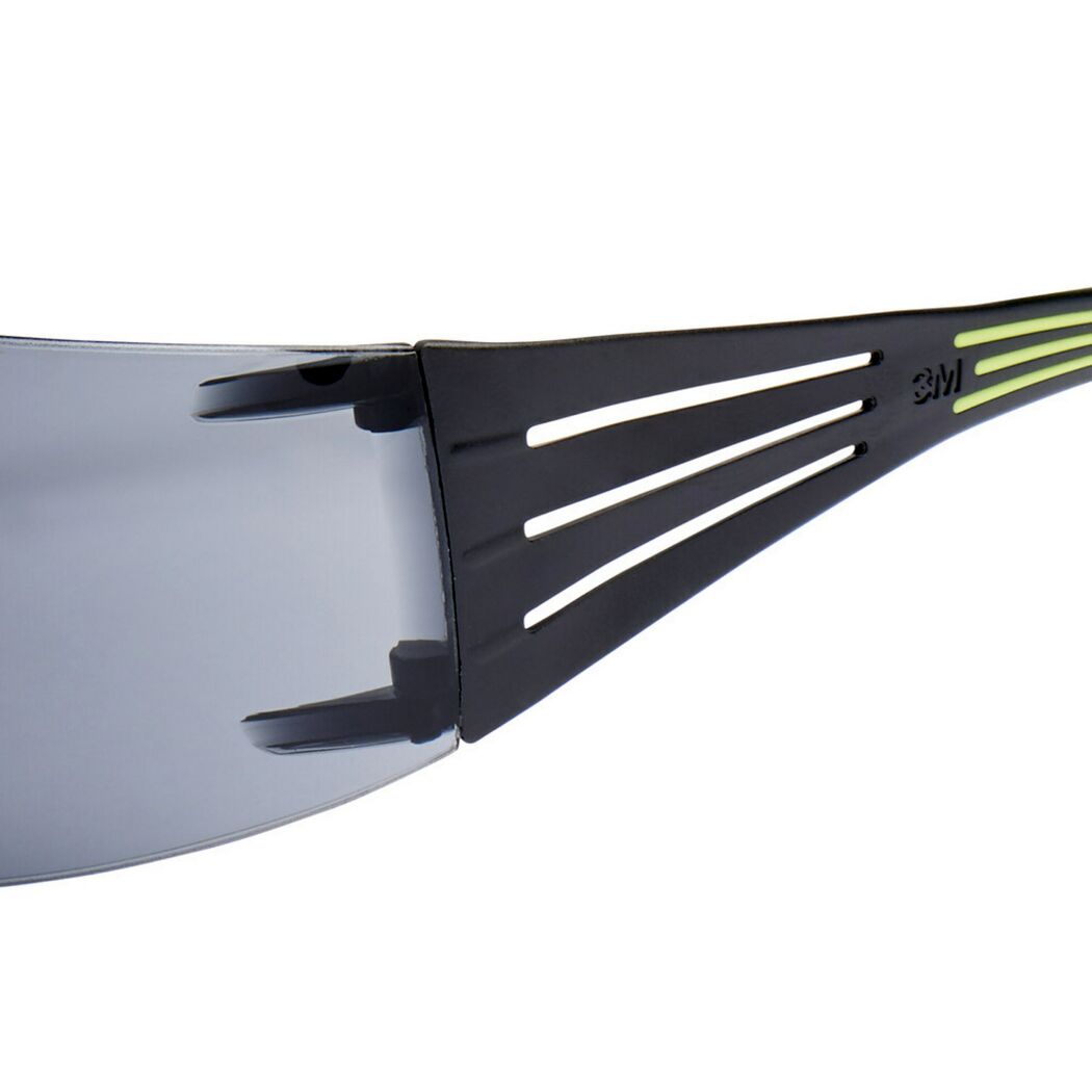 3M Schutzbrille SF400, graue Gläser, Bügeldetail