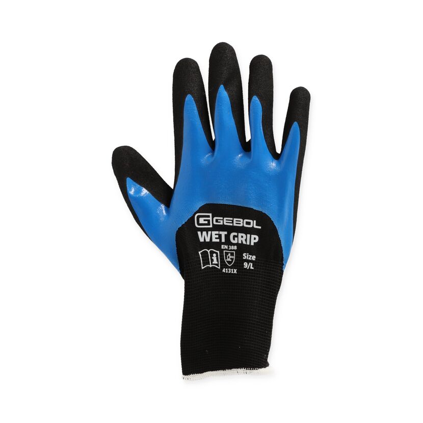 Blau-schwarzer Arbeitshandschuh Wet Grip Größe 9/L