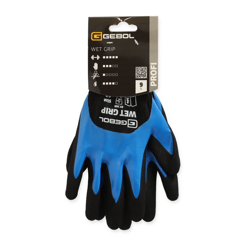 Schwarze und blaue Arbeitshandschuhe Wet Grip von Gebol