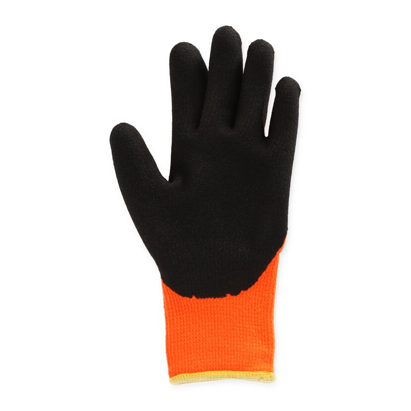 Schwarzer Arbeitshandschuh mit orangefarbenem Bündchen