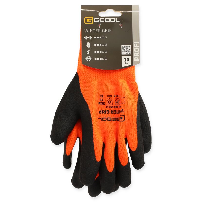 Arbeitshandschuhe Winter Grip orange/schwarz Größe 10